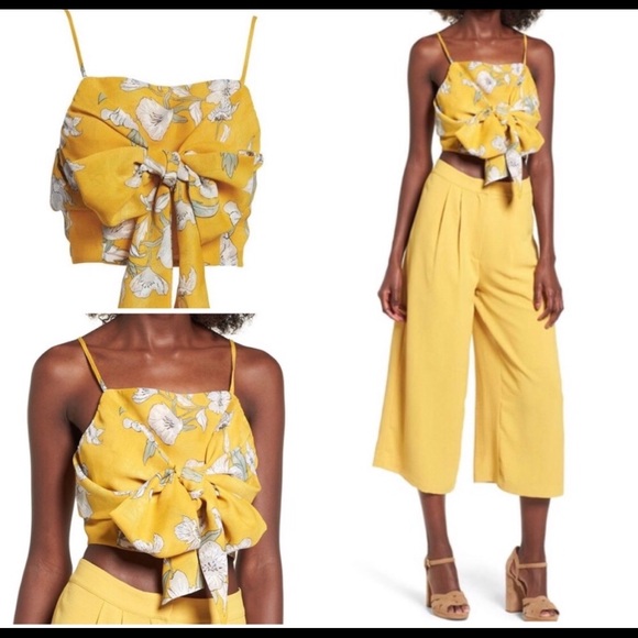 J.O.A. Tops - J.O.A yellow crop top.